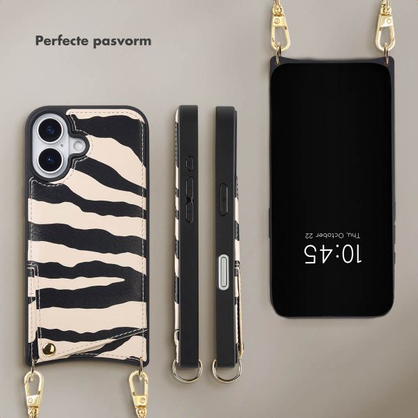 Selencia Nova Telefoonhoes met Koord en Pashouder Apple iPhone 17 - Zazzy Zebra
