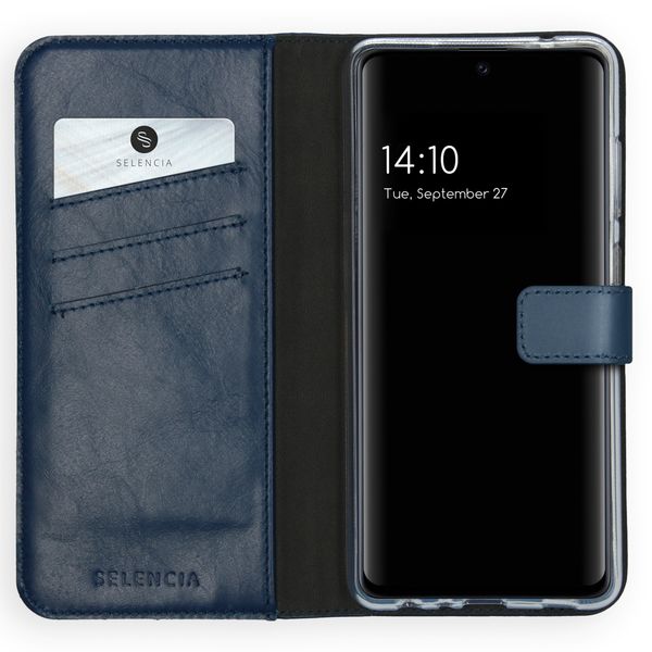 Selencia Echt Leren Bookcase Samsung Galaxy A72 - Blauw