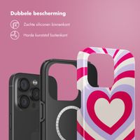 Selencia Vivid Tough Backcover met MagSafe iPhone 15 Pro - Double Hearts Rubine Red Lilac