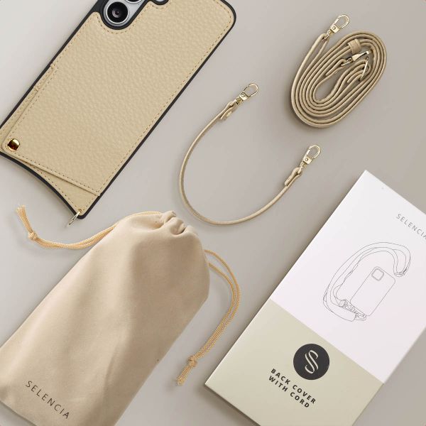 Selencia Nova Telefoonhoes met Koord en Pashouder Samsung Galaxy S25 FE - Beige