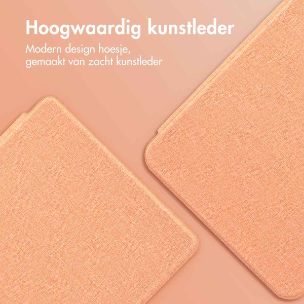 imoshion Canvas Sleepcover Bookcase met stand Kobo Libra 2 / Tolino Vision 6 - Peach