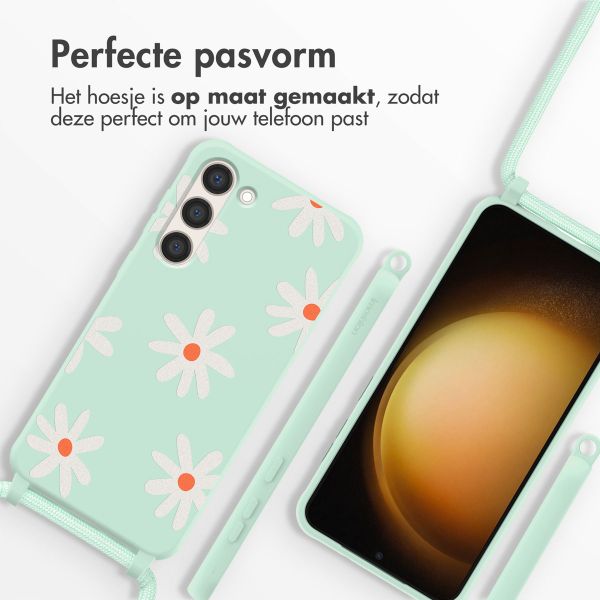 imoshion Siliconen design hoesje met koord Samsung Galaxy S23 - Green Flower Distance