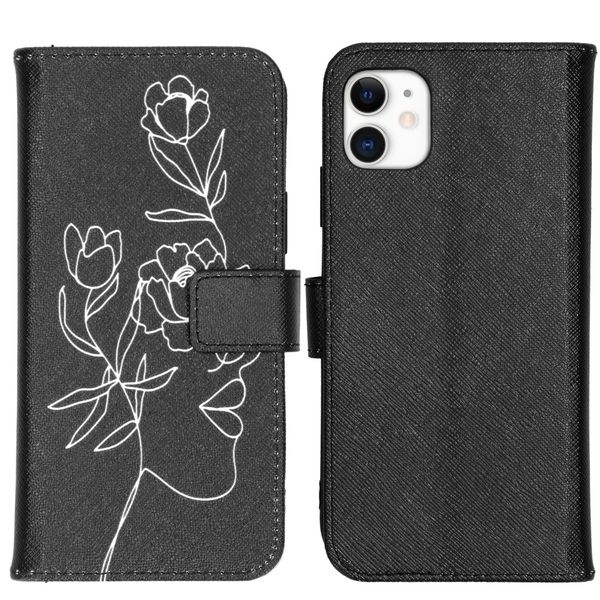 imoshion Design Softcase Bookcase iPhone 11 - Woman Flower Black