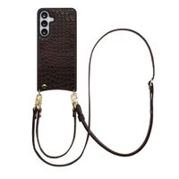 Selencia Nova Croco Telefoonhoes met Koord en Pashouder Samsung Galaxy S25 FE - Choco Brown