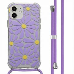 imoshion Design hoesje met koord Apple iPhone 12 (Pro) - Tropical Violet Flowers Connect