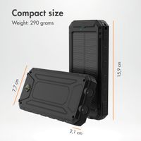 imoshion Solar Powerbank 10,000 mAh - Solar-Powered Wireless Powerbank - Quick Charge and Power Delivery - Black