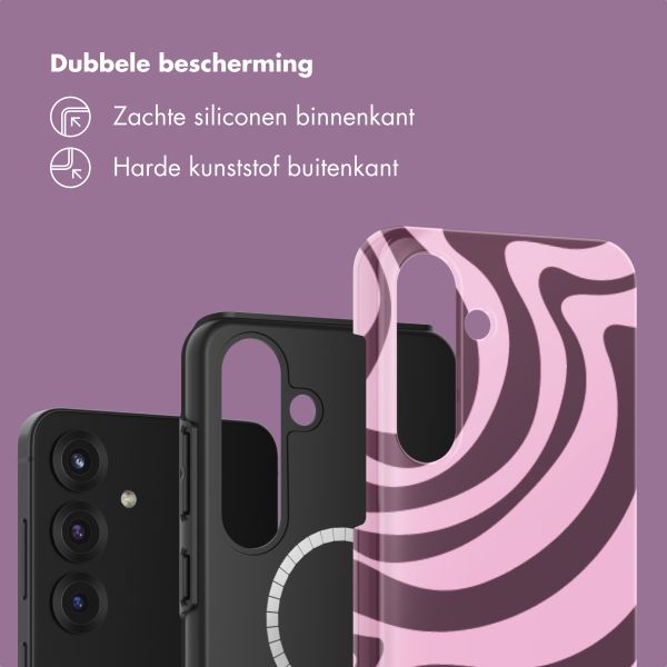 Selencia Vivid Backcover met MagSafe Samsung Galaxy S25 - Wavy Swirl Pink Plum