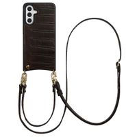 Selencia Nova Croco Telefoonhoes met Koord en Pashouder Samsung Galaxy A56 - Choco Brown