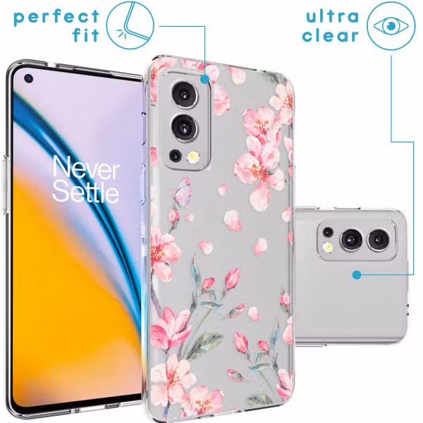 imoshion Design hoesje OnePlus Nord 2 - Bloem - Roze