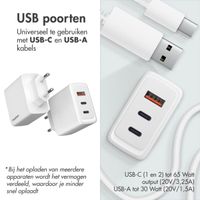 imoshion Wall Charger 65 Watt | 2x USB-C + 1x USB-A - Wit