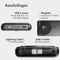 imoshion MagSafe Powerbank met standaard + Accezz Ultra Slim GaN Oplader + Accezz USB-C naar USB-C kabel - 1 meter - Zwart