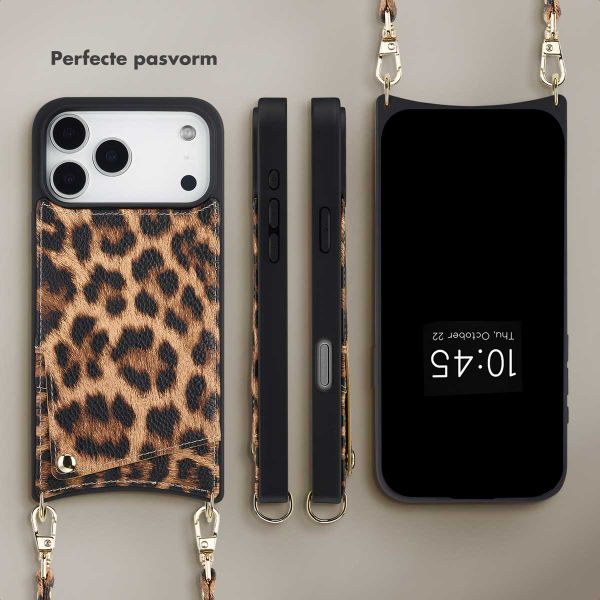 Selencia Nova Telefoonhoes met Koord en Pashouder Apple iPhone 17 Pro Max - Leopard