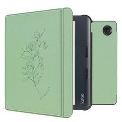 imoshion Design Slim Hard Case Sleepcover met stand Kobo Libra Colour - Floral Green