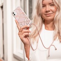 imoshion Design hoesje met koord iPhone 12 Mini - Grafisch Koper - Roze / Goud