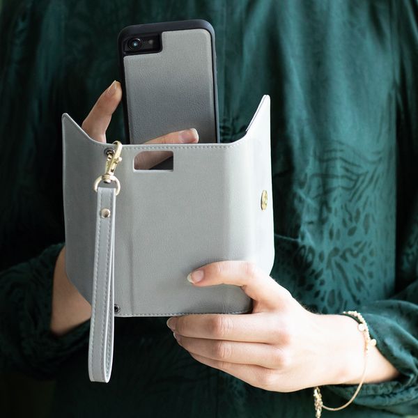 Selencia Eny Uitneembare Vegan Lederen Clutch iPhone Xr - Grijs