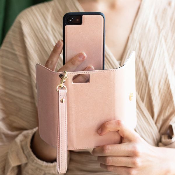 Selencia Uitneembare Vegan Lederen Clutch Galaxy S21 Plus - Roze