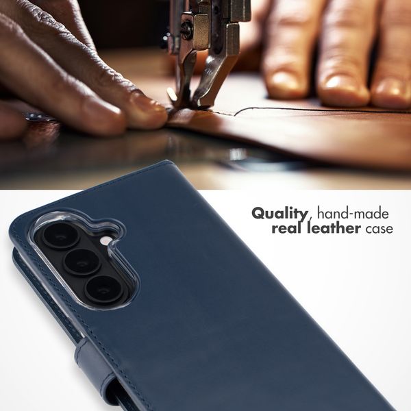 Selencia Genuine Leather Book Case Samsung Galaxy S26 - Dark Blue