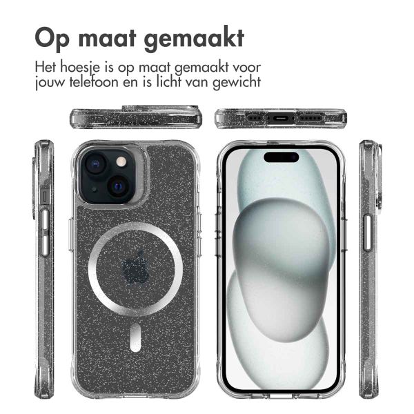 imoshion Clear Glitter Backcover met MagSafe Apple iPhone 15 - Zilver