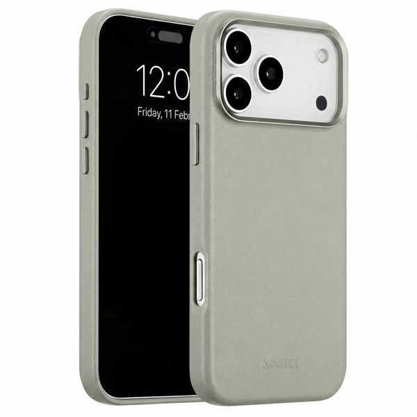 Accezz MagSafe Leather Backcover Apple iPhone 18 Pro / 17 Pro - Light Grey
