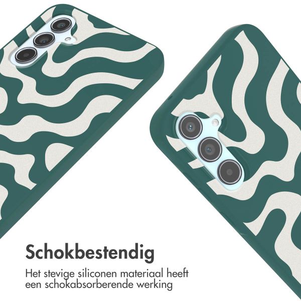 imoshion Siliconen design hoesje met koord Samsung Galaxy A55 - Petrol Green Groovy