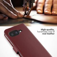 Selencia Genuine Leather Book Case Google Pixel 10a - Burgundy