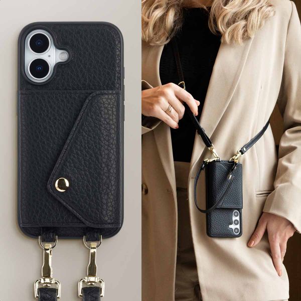 Selencia Sera Phone Case with Cord and Envelope Card Holder Apple iPhone 17 - Black