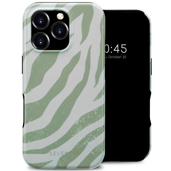 Selencia Vivid Backcover met MagSafe Apple iPhone 16 Pro - Colorful Zebra Sage Green