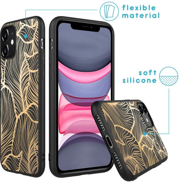 imoshion Design hoesje iPhone 11 - Bladeren / Zwart