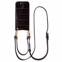 Selencia Nova Real Leather Backcover met Koord en Pashouder Apple iPhone 15 - Dark Chocolate