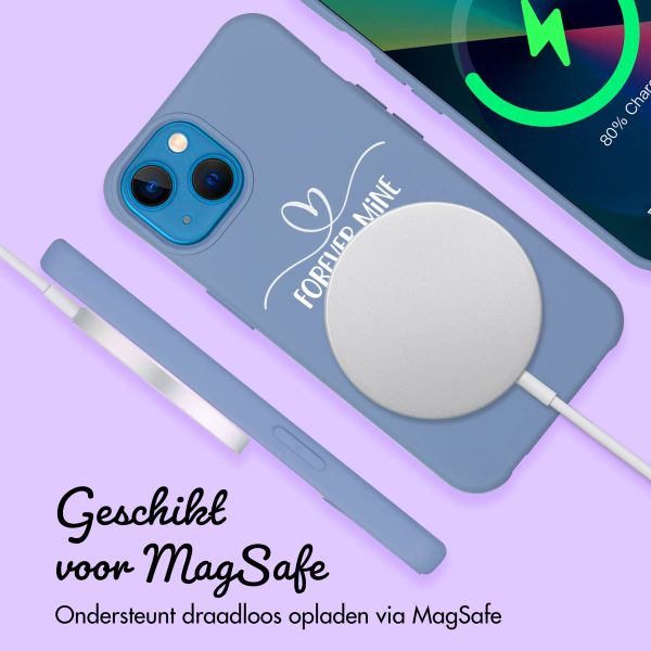 Gepersonaliseerd Color Backcover MagSafe met afneembaar koord en sierlijk hartje  iPhone 13 - Ash Blue