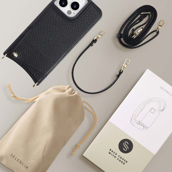 Selencia Nova Phone Case with Cord and Card Holder Apple iPhone 14 Pro - Black