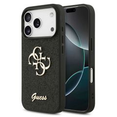 Guess 4G Metal Logo Glitter Backcover Apple iPhone 17 Pro Max - Zwart