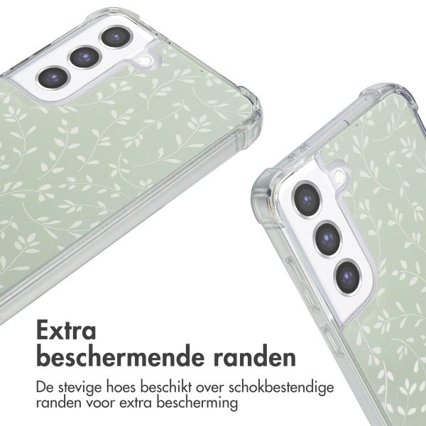 imoshion Design hoesje met koord Samsung Galaxy S21 FE - Smoke Green Flowers