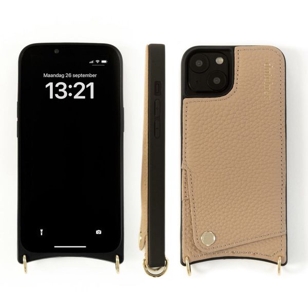 Dutchies Backcover met pashouder iPhone 16 Pro Max - Telefoonkoord niet inbegrepen - Beige