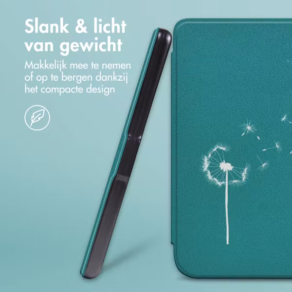 imoshion Design Slim Hard Case Sleepcover met stand Kobo Libra 2 / Tolino Vision 6 - Green Dandelion