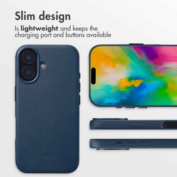 Accezz Leather Back Cover with MagSafe Apple iPhone 16 - Nightfall Blue