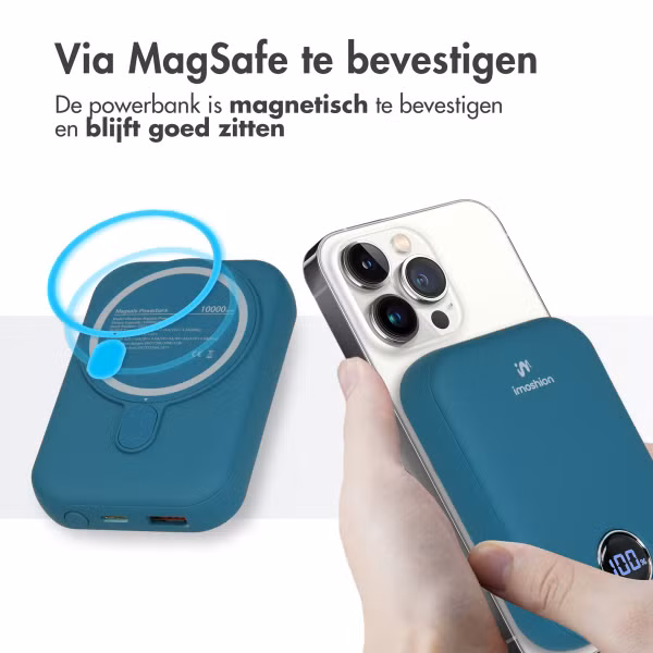 imoshion MagSafe Powerbank 10.000 mAh - Draadloze powerbank - Quick Charge en Power Delivery - Blauw