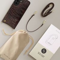 Selencia Nova Croco Telefoonhoes met Koord en Pashouder Samsung Galaxy A57 (5G) - Choco Brown