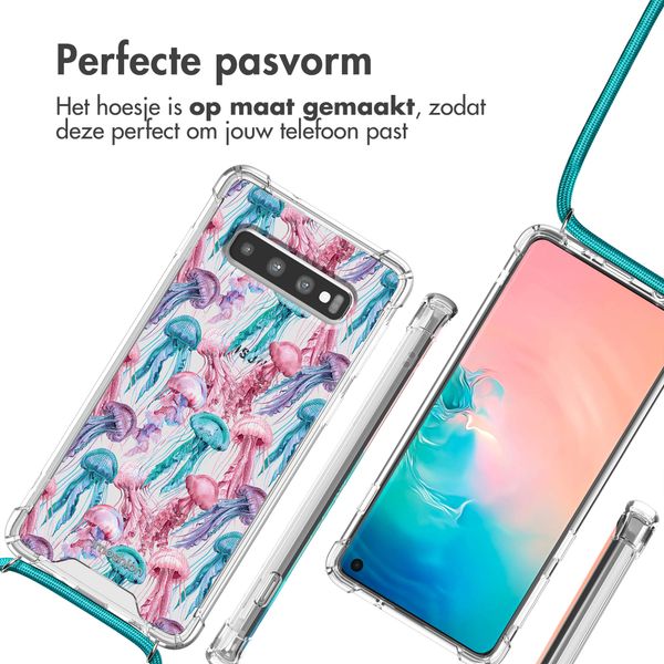 imoshion Design hoesje met koord Samsung Galaxy S10 - Jellyfish Watercolor