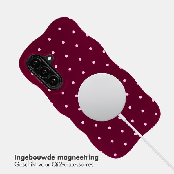 Selencia Vivid Wavy Backcover met MagSafe Samsung Galaxy A37 (5G) - Happy Dots Burgundy