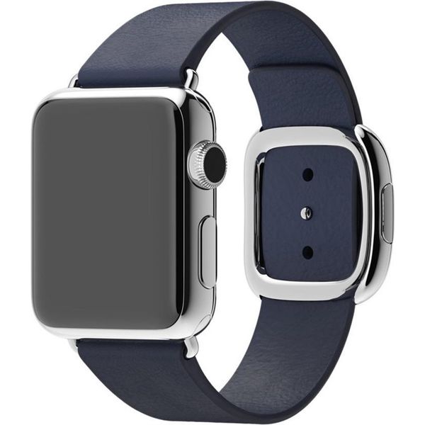 Apple Leather Band Modern Buckle Apple Watch Series 1-9 / SE - 38/40/41 mm / Series 10 - 42 mm - Maat L - Blauw