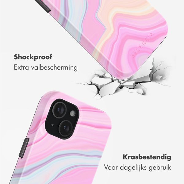 Selencia Vivid Backcover met MagSafe Apple iPhone 15 - Pastel Lipstick Marble