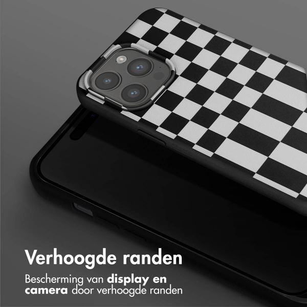 Selencia Siliconen design hoesje met afneembaar koord Apple iPhone 15 Pro Max - Irregular Check Black