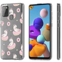 imoshion Design hoesje Samsung Galaxy A21s - Donut Eenhoorn - Roze