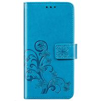 Klavertje Bloemen Bookcase Motorola Edge - Turquoise