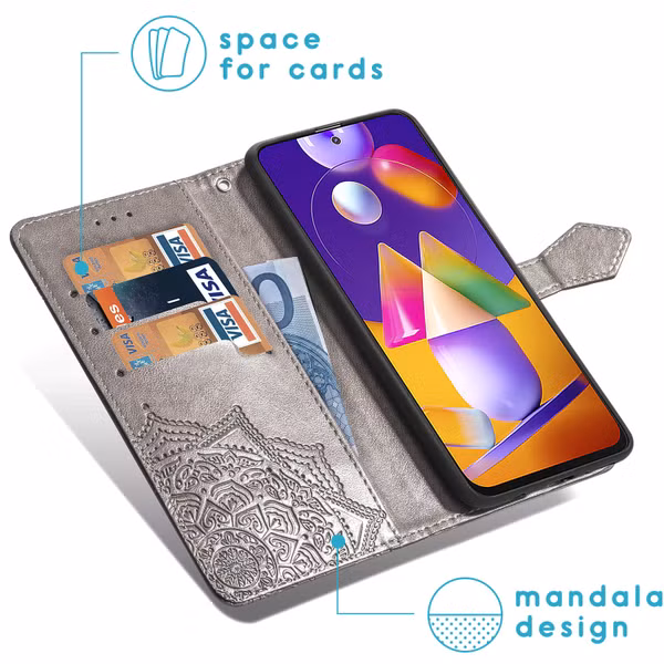 imoshion Mandala Bookcase Samsung Galaxy M31s - Grijs