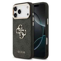 Guess 4G Metal Logo Backcover Apple iPhone 17 Pro - Gold Edge - Black
