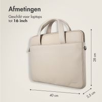 Accezz Leather Laptoptas 16 inch - Beige