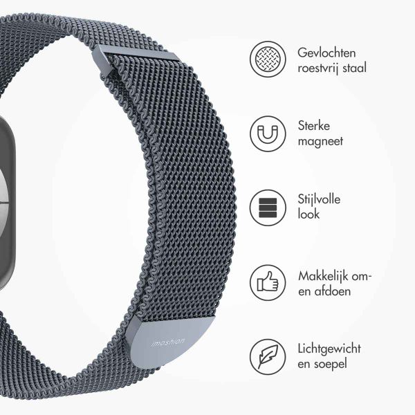 imoshion Milanees magnetisch bandje Apple Watch Series 1 - 9 / SE (38/40/41 mm) | Series 10 / 11 (42 mm) - Maat M - Donkergrijs
