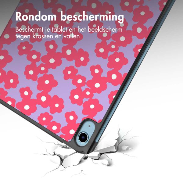 imoshion Design Trifold Bookcase Apple iPad 11 (2025) 11 inch A16 / iPad 10 (2022) 10.9 inch - Dusty Rose Blossom